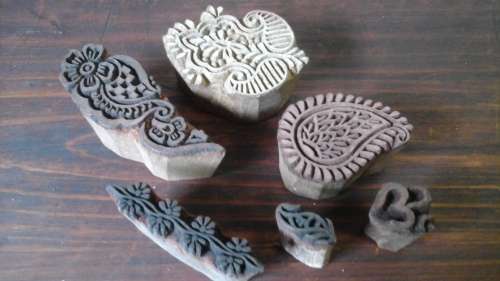 A STUNNING SET OF SIX WOODEN HENNA STAMPS. INCREDIBLE & DIFFERENT!