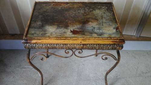 ABSOLUTELY BEAUTIFUL VINTAGE WROUGHT IRON PATIO TABLE. MAGNIFICENT PIECE!