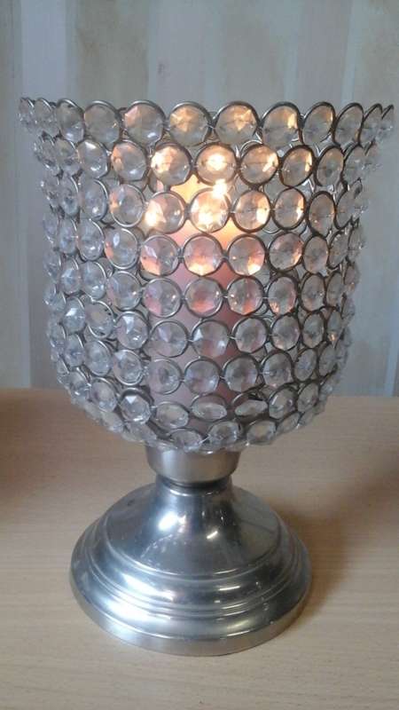 AMAZING BEAD AND WIRE CANDLE HOLDER ON A PLATED BASE. STUNNING!