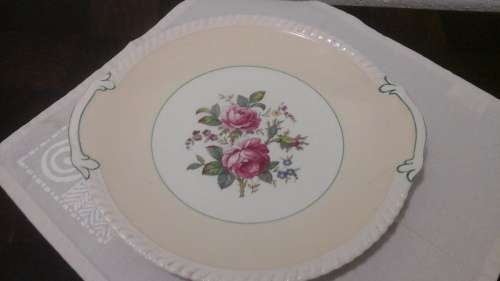 WOW!!!!! AN EXQUISITE JOHNSONE BROS PINK FLORAL CAKE PLATE, HANDLES ARE INCORPORATED INTO THE DESIGN