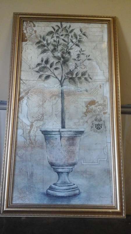 MAGNIFICENT FRAMED TREE IN A POT PRINT. SIGNED BRANDON. SIMPLY STUNNING PIECE!