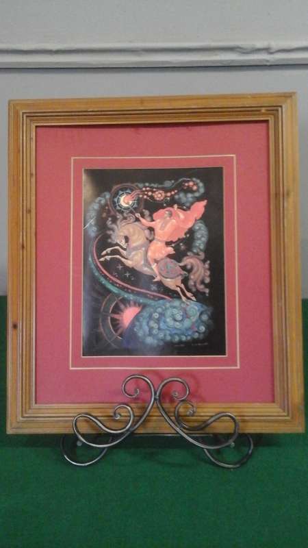 SIMPLY STUNNING FRAMED SPIRITUAL PRINT SIGNED JOAEX? 1980. K.U.B KYKANRBBL? GORGEOUS!