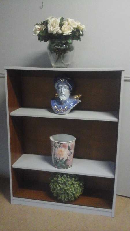 MAGNIFICENT VINTAGE WOODEN BOOK SHELF. TERRIFIC AND FUNCTIONAL PIECE! PAINTED WITH CHALK PAINT