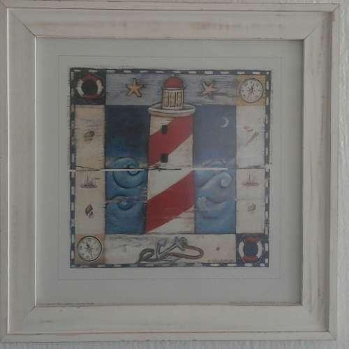 FANTASTIC FRAMED ROYA HAMBURGER PRINT OF A LIGHTHOUSE. TERRIFIC PIECE!
