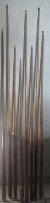 PHENOMENAL ASSORTMENT OF 8 POOL/ SNOOKER CUES. FANTASTIC SET!