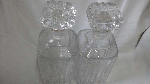 TWO CLASSY VINTAGE LEAD GLASS CRYSTAL DECANTERS WITH TOPS