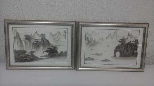 TWO STUNNING SILKSCRENE LOOKING PRINTS. CHINESE STAMPS WOW
