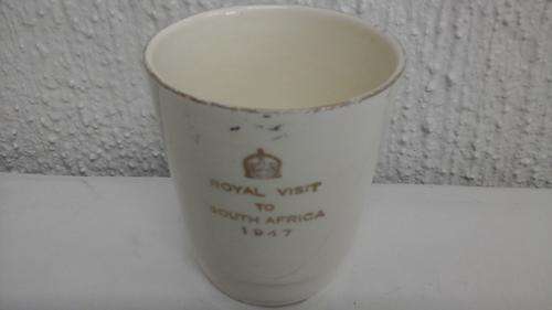 INCREDIBLE VINTAGE ROYAL VISIT TO SOUTH AFRICA COMMEMORATIVE CUP. DATED 1947. MADE IN ENGLAND!