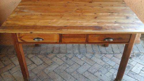 SOLID LARGE OREGON PINE TWO DRAWER DESK. IMMACULATE CONDITION