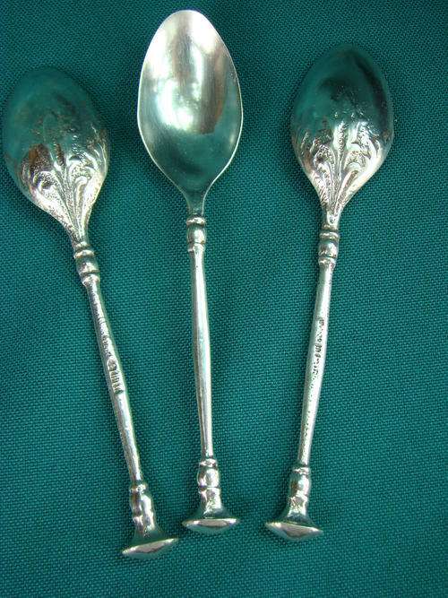 Set of 3 Solid Silver Coffee Spoons