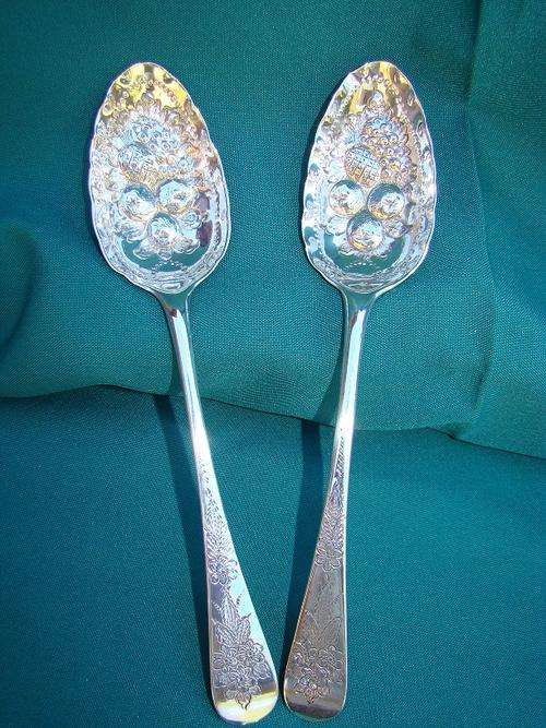 Pair of George III Berry Serving Spoons