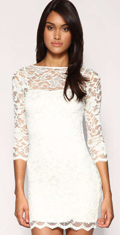 BEAUTIFUL WHITE FLOWER LACE DRESS