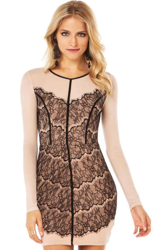 INTRICATE EYELASH LACE DETAIL DRESS