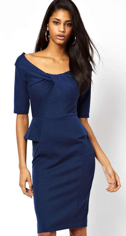 BEAUTIFUL BLUE TWIST DETAIL DRESS