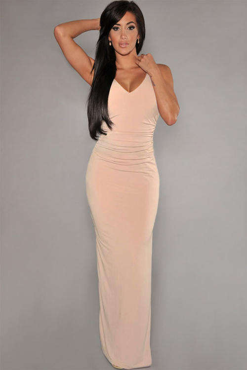 PRETTY CROSS OVER BACK DETAIL SLEEVELESS MAXI DRESS