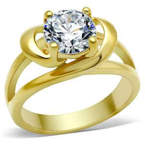 PRETTY 18K YELLOW GOLD PLATED SIMULATED DIAMOND LADIES RING