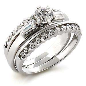 PRETTY 18K WHITE GOLD PLATED LADIES WEDDING RING SET