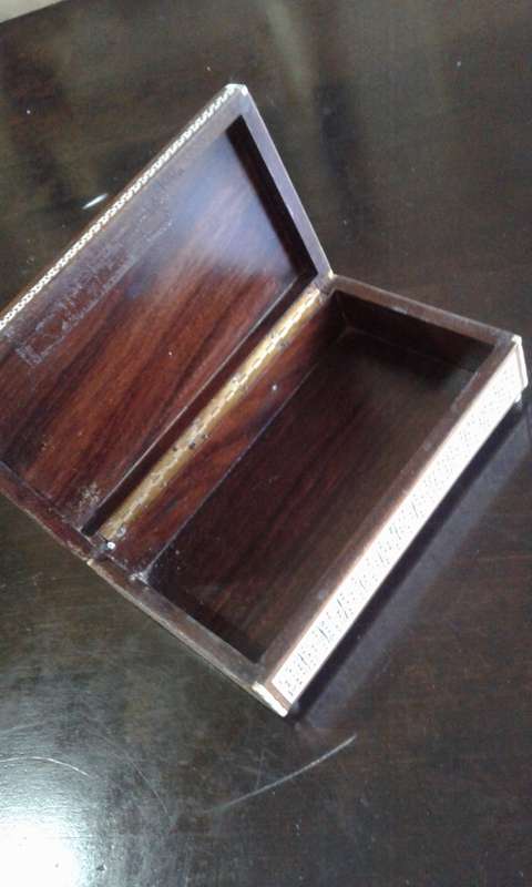 1940's Egyption mosaic wood, bone & shell inlaid box