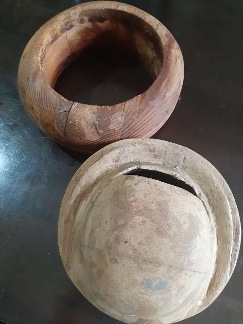 2 x Antique Wooden Hat Makers Blocks