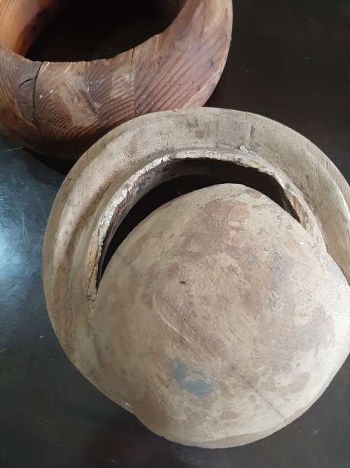 2 x Antique Wooden Hat Makers Blocks