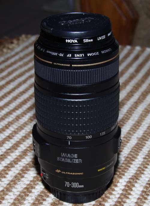Canon 70-300mm IS USM Lens in top condition inside and out, very sharp lens, caps and filter incl