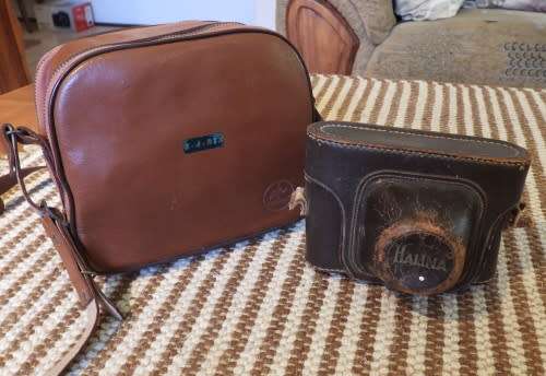 Old Bolex 8mm movie and a small film camera, photos show exact items, sold as pair