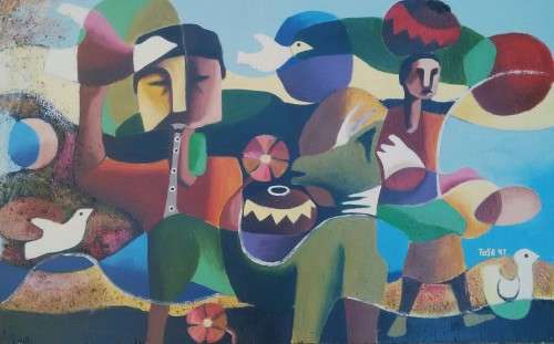 "Martin ToSe 1938-2004..." SO SHALL BE WHAT WE EVER WAITED FOR" Oil on pannel board 82cmx51cm