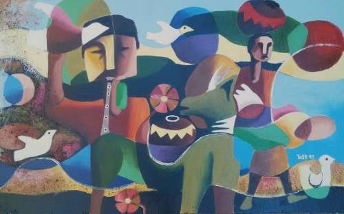 "Martin ToSe 1938-2004..." SO SHALL BE WHAT WE EVER WAITED FOR" Oil on pannel board 82cmx51cm