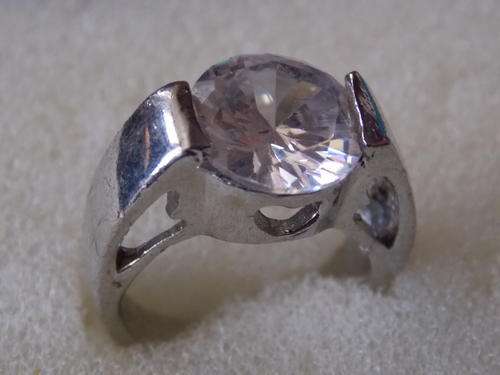 STUNNING FILLED SILVER DESIGNERS RING WITH HUGE!!! SIM DIAMOND  SIZE 7,8 OR 17,18(FREE IMPORT)