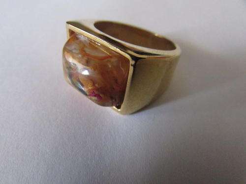 STUNNING GOLD FILLED GENTS DESIGNERS RING WITH SIM GEMSTONE SIZE 8,9,10&11 OR18,19,20,21 FREE IMPORT