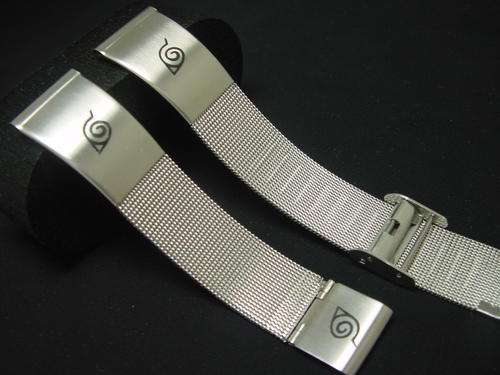 Brand New NARUTO Cosplay Ninja Sasuke Leaf Timepiece Mesh Stainless Steel Strap