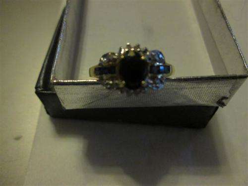 Blue sapphires set with small diamonds 9kt gold