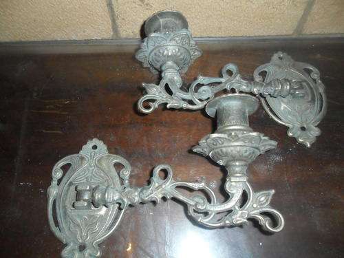 Antique heavy metal candle holders for Piano