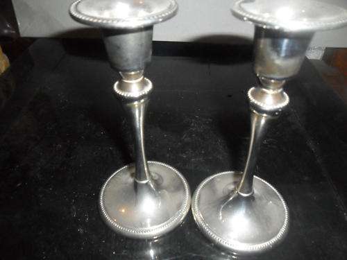 Pair of Candle holders Silver plated medium size