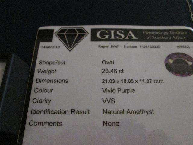 X large Amethys lovely Dark Mauve colour certified view pictures for details 28.46ct