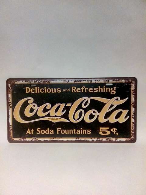SUPER COOL VINTAGE STYLE COLLECTORS PRESSED METAL COCA-COLA SIGN