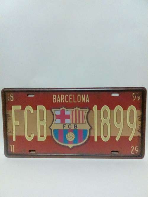 AWESOME COLLECTORS VINTAGE STYLE PRESSED METAL FCB LICENSE PLATE SIGN