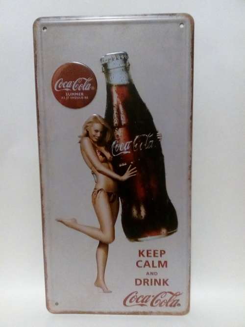 LOVELY VINTAGE STYLE COLLECTORS KEEP CALM ND DRINK COCA-COLA LICENSE PLATE SIGN