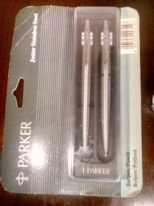 PARKER JOTTER STAINLESS STEEL BALLPEN/PENCIL IN ORIGINAL PACKAGING (Sealed)Blue fine