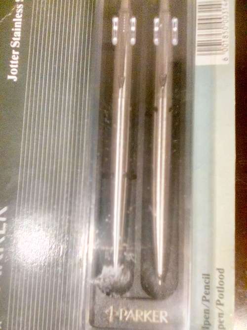 PARKER JOTTER STAINLESS STEEL BALLPEN/PENCIL IN ORIGINAL PACKAGING (Sealed)Blue fine