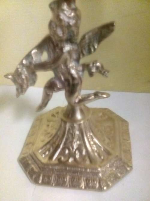 SOLID BRASS HIGHLY DETAILED ANGEL ON CANDLE STAND HOLDER