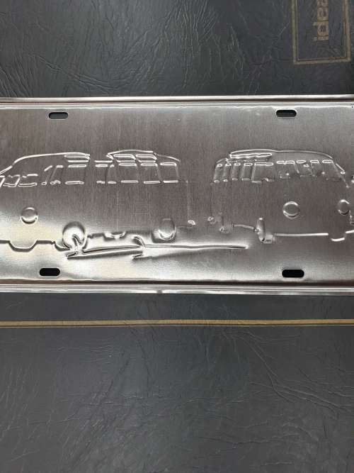 VINTAGE STYLE PRESSED METAL VW COMBI (SPLITTY) NUMBER PLATE SIGN