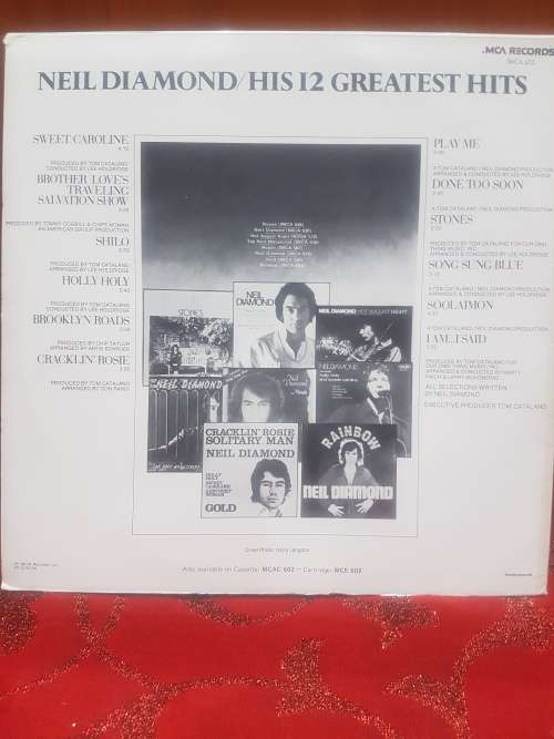 NIEL DIAMOND LP/HIS 12 GREATEST HITS