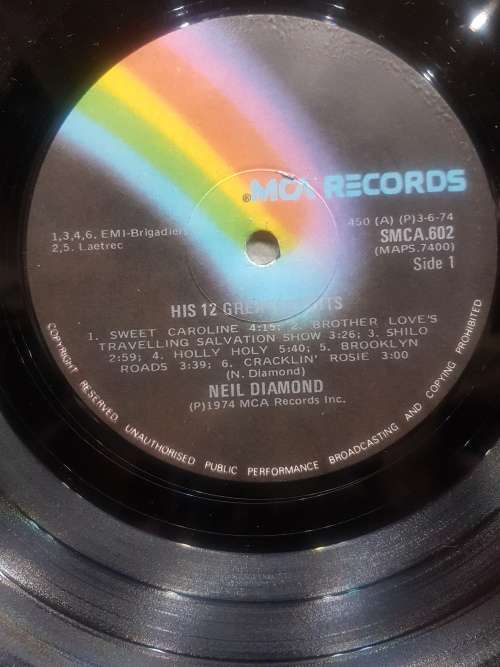 NIEL DIAMOND LP/HIS 12 GREATEST HITS