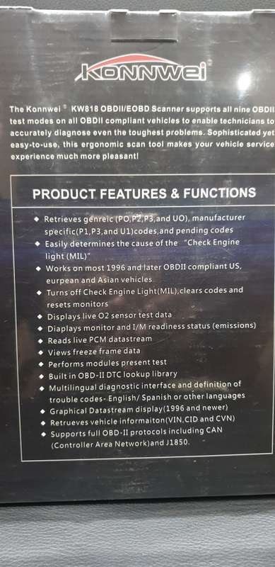 BRAND NEW KONNWEI KW818 NEWEST GENERATION  OBD II DIAGNOSTICS SCAN TOOL