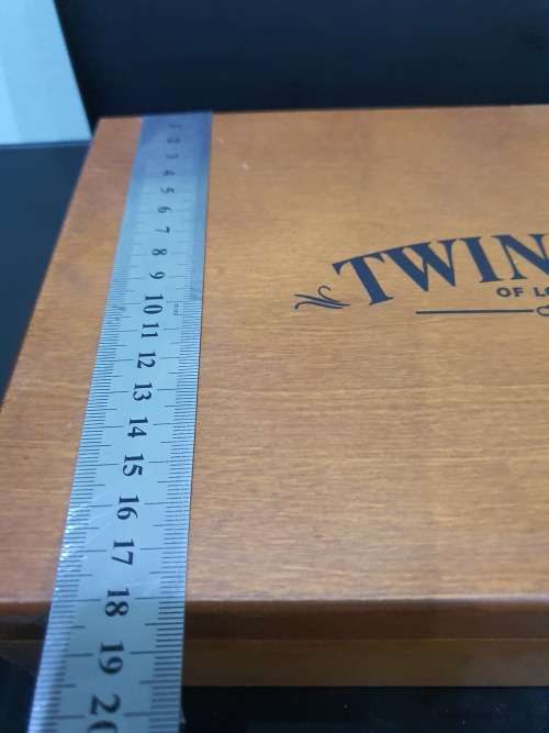 VINTAGE 8 COMPARTMENTS WOODEN STORAGE BOX...TWININGS OF ENGLAND