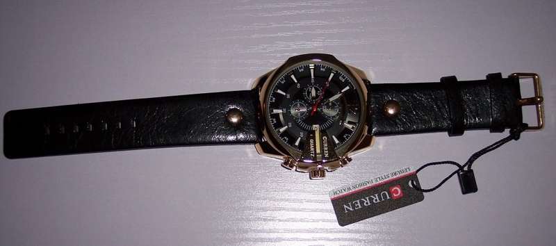 CURREN 8176 Chronometer Quartz Date Watch. Leather Band. Scrape-guard