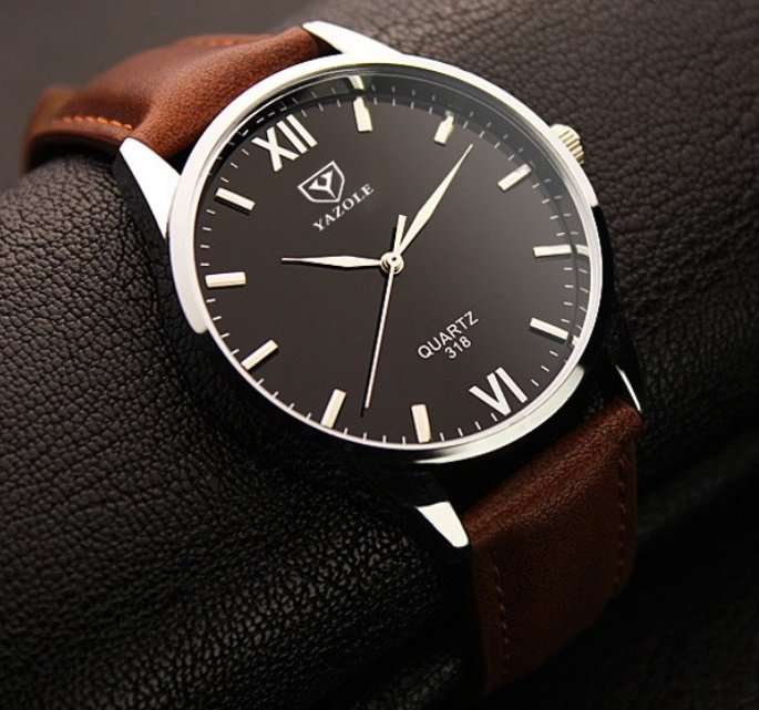 Yazole 318 Men's Quartz Fashion Watch. Daily Water-resistant. Blue-tinted