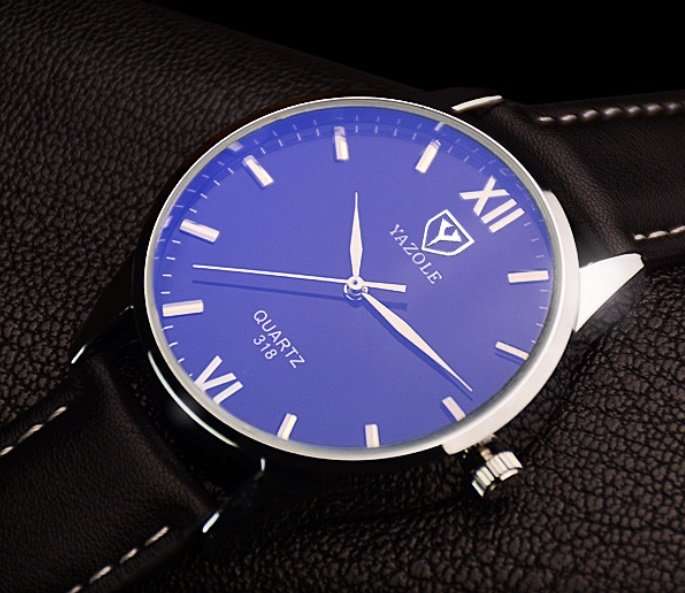 Yazole 318 Men's Quartz Fashion Watch. Daily Water-resistant. Blue-tinted