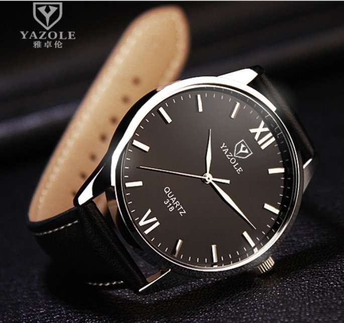 Yazole 318 Men's Quartz Fashion Watch. Daily Water-resistant. Blue-tinted